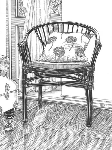 Original Fine Art Interiors Drawings by Isaac Pascal