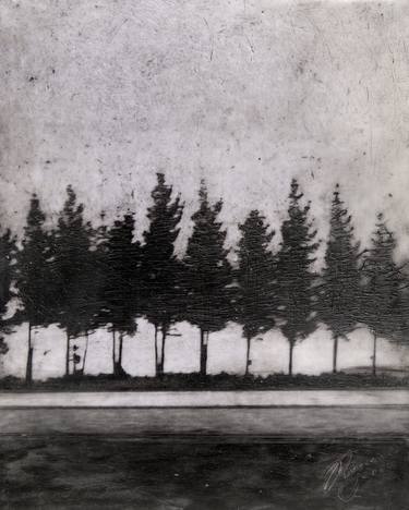 Tree Road - Original Photo Encaustic - Framed thumb