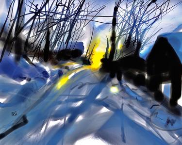 Original Expressionism Landscape Drawings by Rolf Jansson