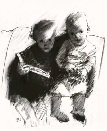 Saatchi Art Artist Rolf Jansson; Drawings, “Reading children” #art