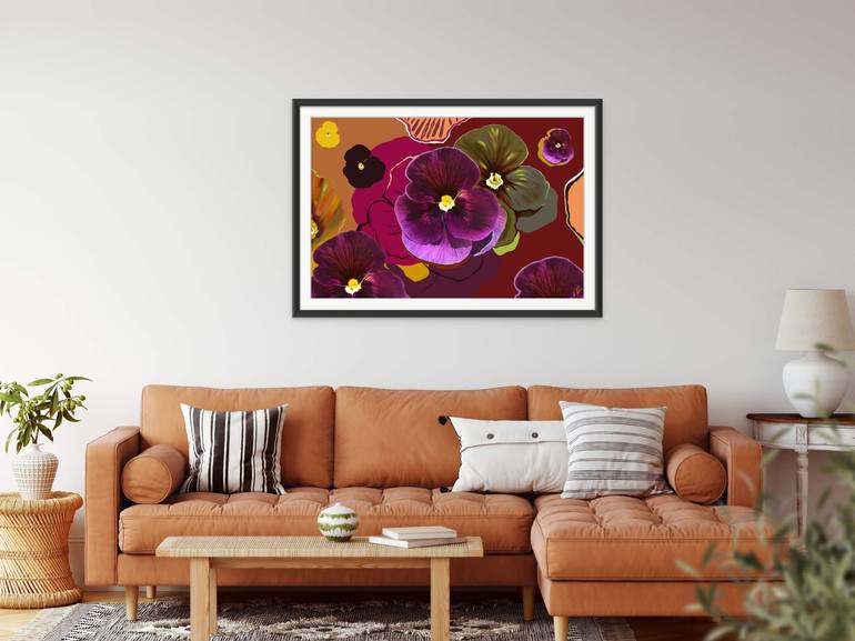 Original Abstract Floral Mixed Media by Becky J