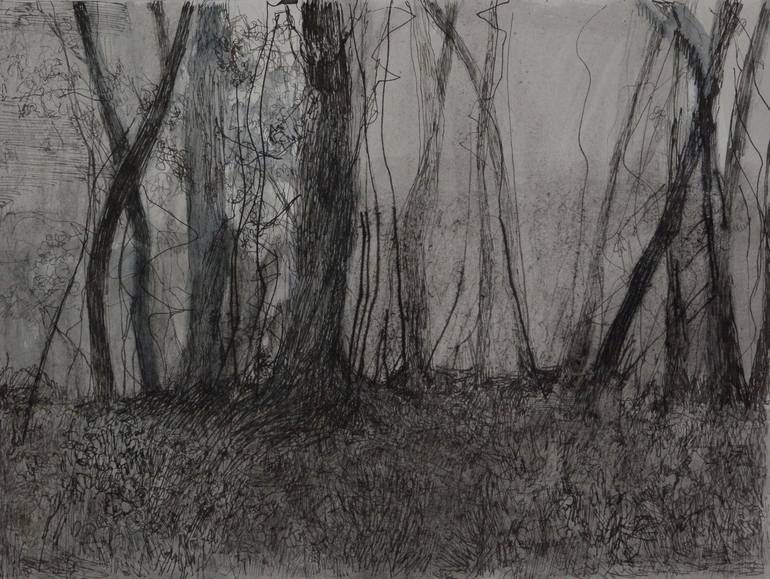 Imaginary Landscape With Real Trees #3 Drawing By Carol Heft 