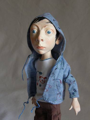 Original Figurative Children Sculpture by Olena Tselujko