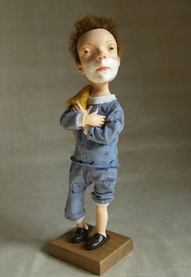 Original Figurative Kids Sculpture by Olena Tselujko