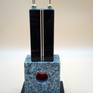 black and grey marble with red and claire glass