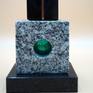 front side, marble base,grey square, green glass