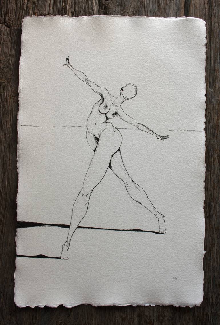 Original Abstract Women Drawing by Nonie Van Polanen Petel