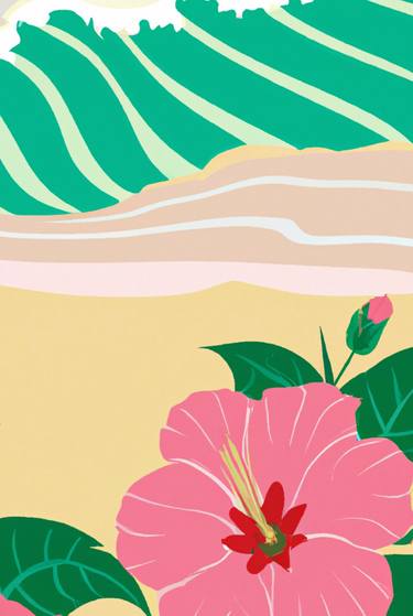 Abstract Beach & Pink Hibiscus thumb