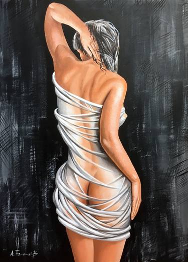 Original Photorealism Nude Painting by Alexander Titorenkov