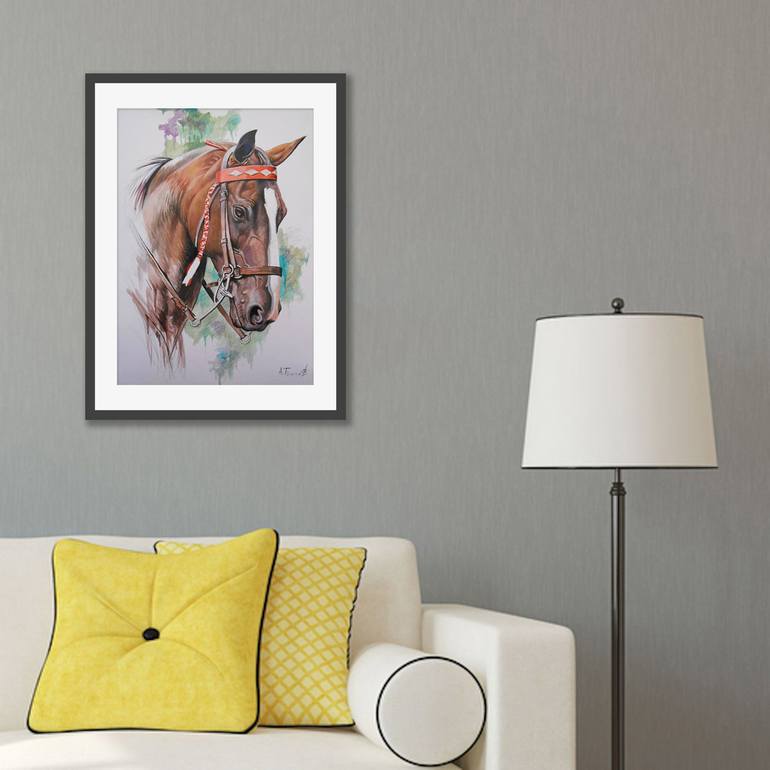 Original Realism Horse Drawing by Alexander Titorenkov