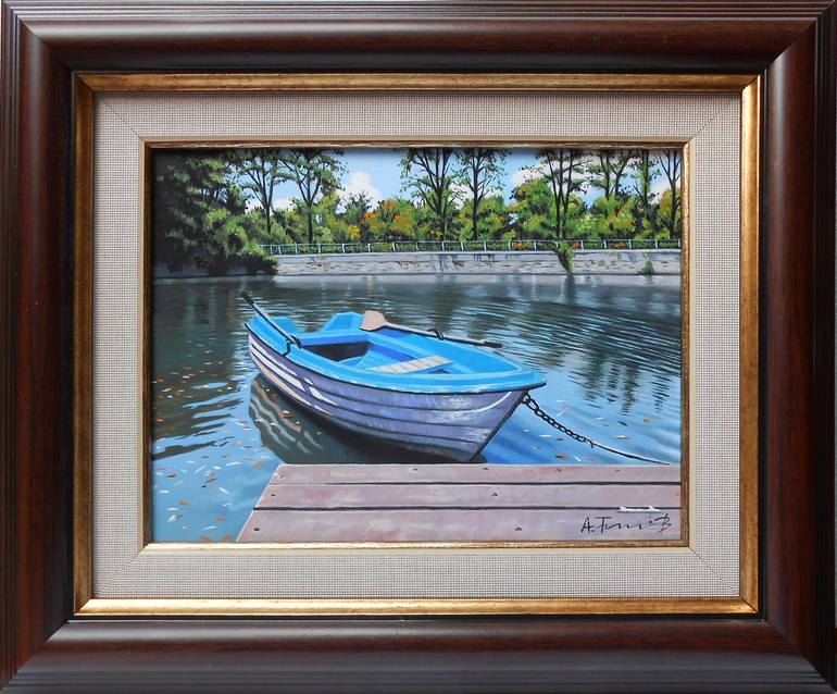 Original Realism Boat Painting by Alexander Titorenkov