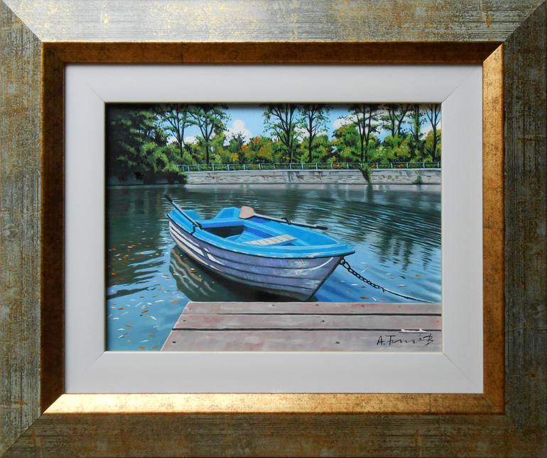 Original Realism Boat Painting by Alexander Titorenkov