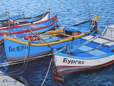 Original Realism Boat Paintings by Alexander Titorenkov