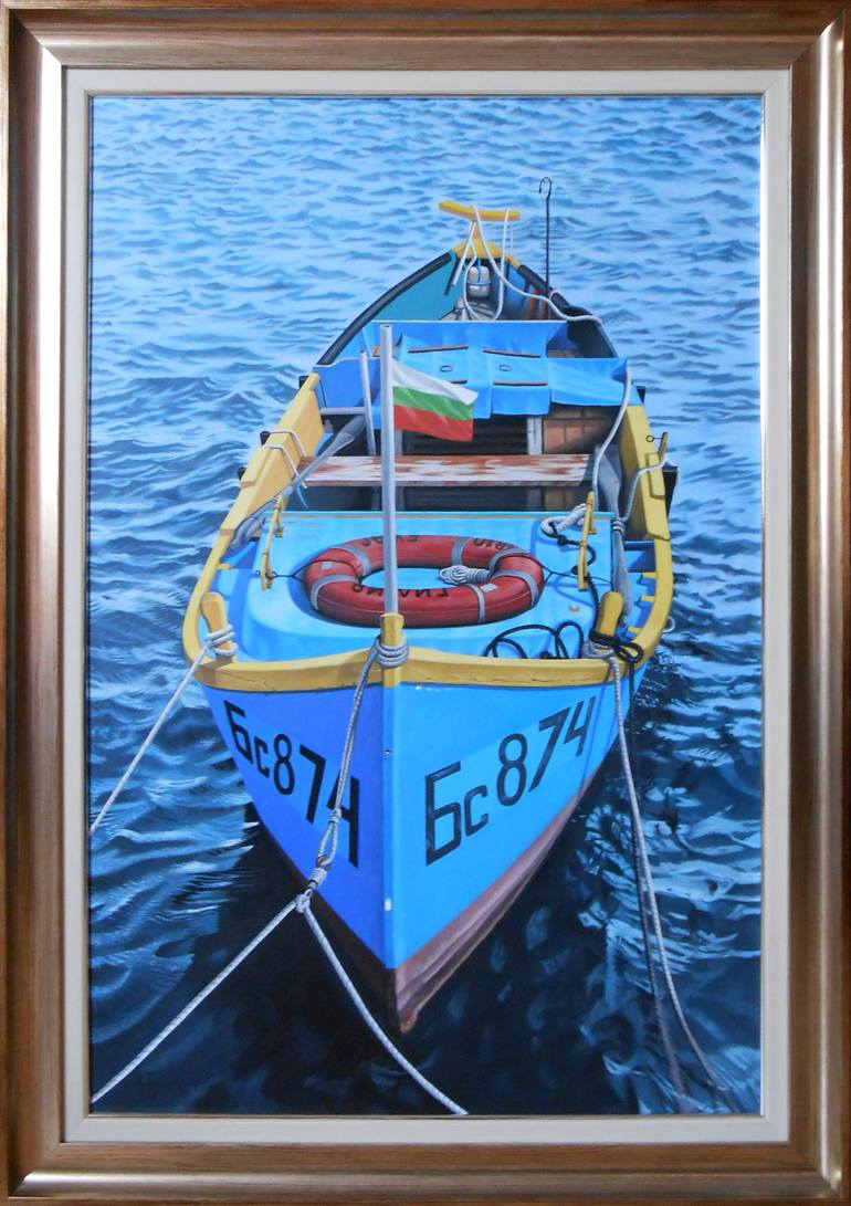 Original Realism Boat Painting by Alexander Titorenkov