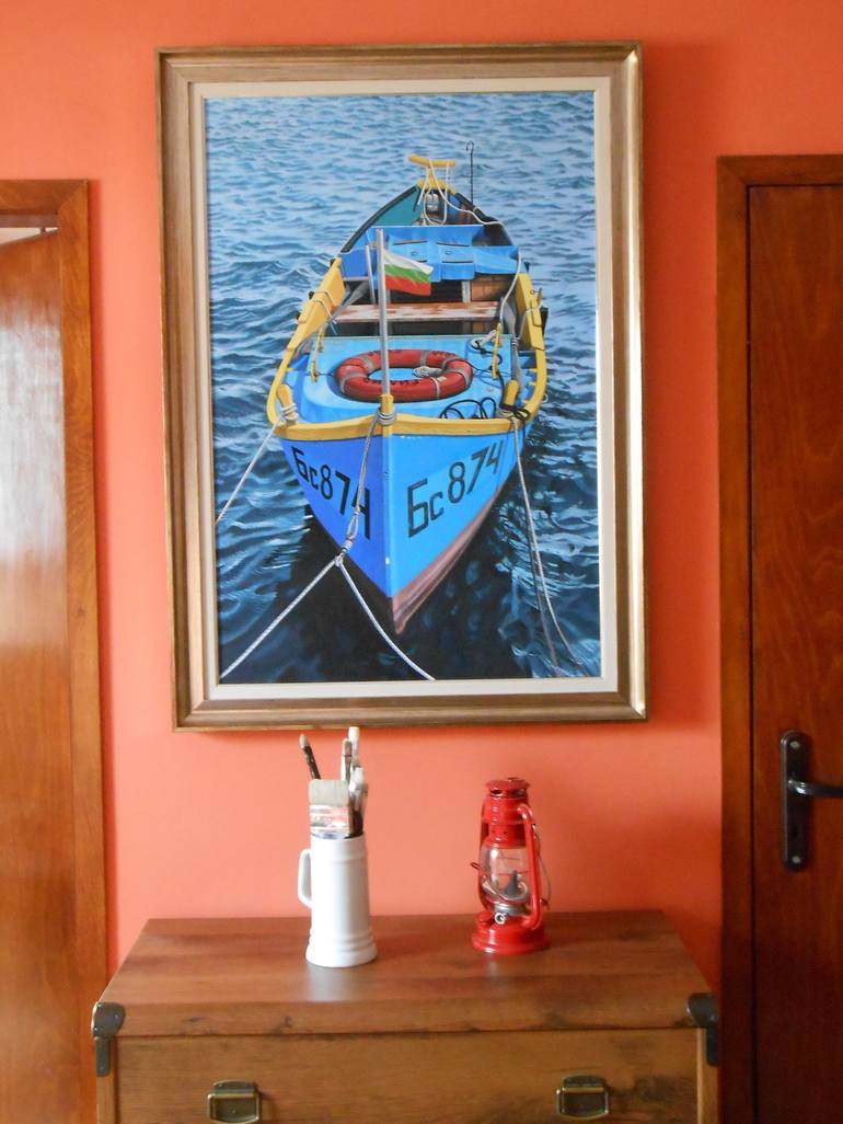Original Boat Painting by Alexander Titorenkov