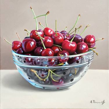 Still Life with Cherries in a Glass Bowl image
