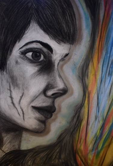 Original Abstract Expressionism Portrait Drawings by Evelyn Sniat