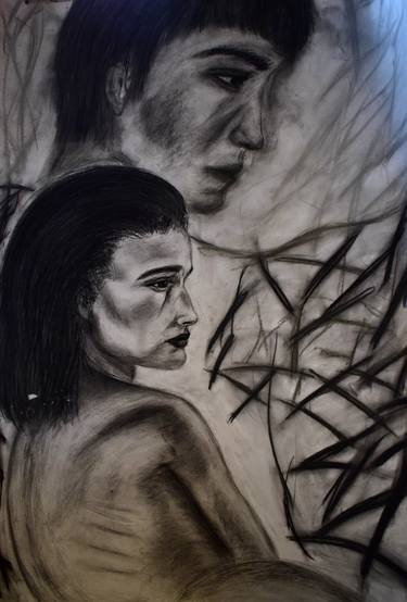 Original Abstract Portrait Drawings by Evelyn Sniat