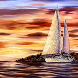 Crimpson Sunset Seascape Oil painting by Tanya Stefanovich