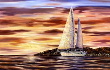 Crimpson Sunset 140x90cm Oil painting thumb