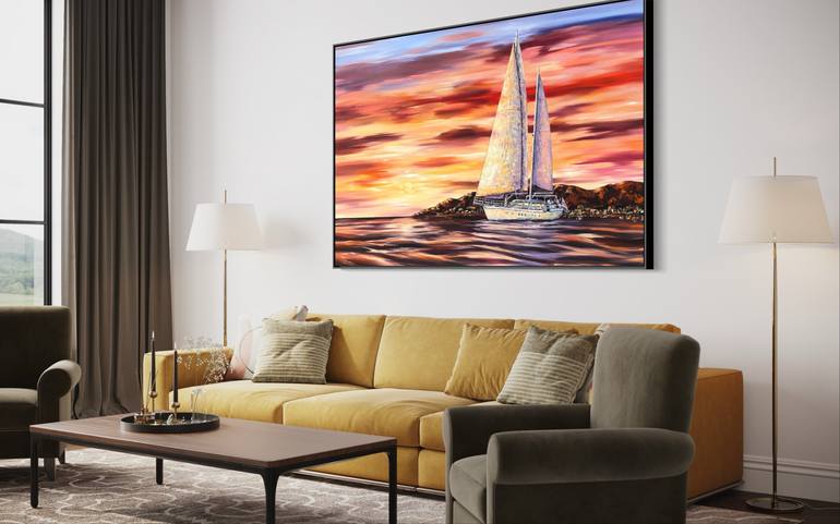 Original Sailboat Yacht Painting by Tanya Stefanovich