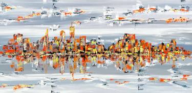New York, large oil painting on linen canvas 140x70 cm thumb
