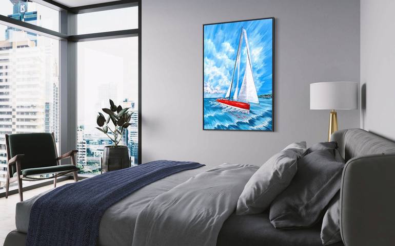 Original Abstract Boat Painting by Tanya Stefanovich