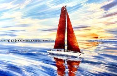 Print of Boat Paintings by Tanya Stefanovich