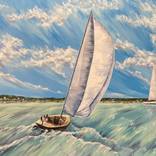Sailboat 140x90 cm, extra large canvas art by Tanya Stefanovich