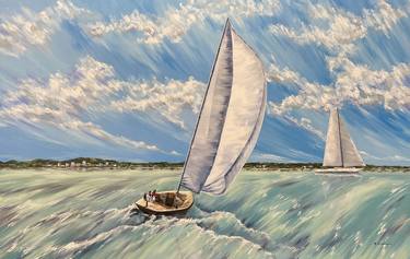 Sailboat 140x90 cm, extra large canvas art thumb