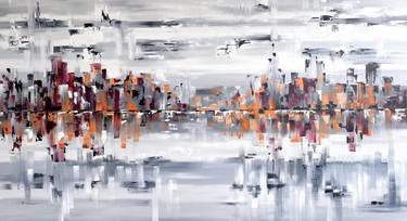 Grey City Vision, abstract oil on Linen, extra lagre oil wallart thumb