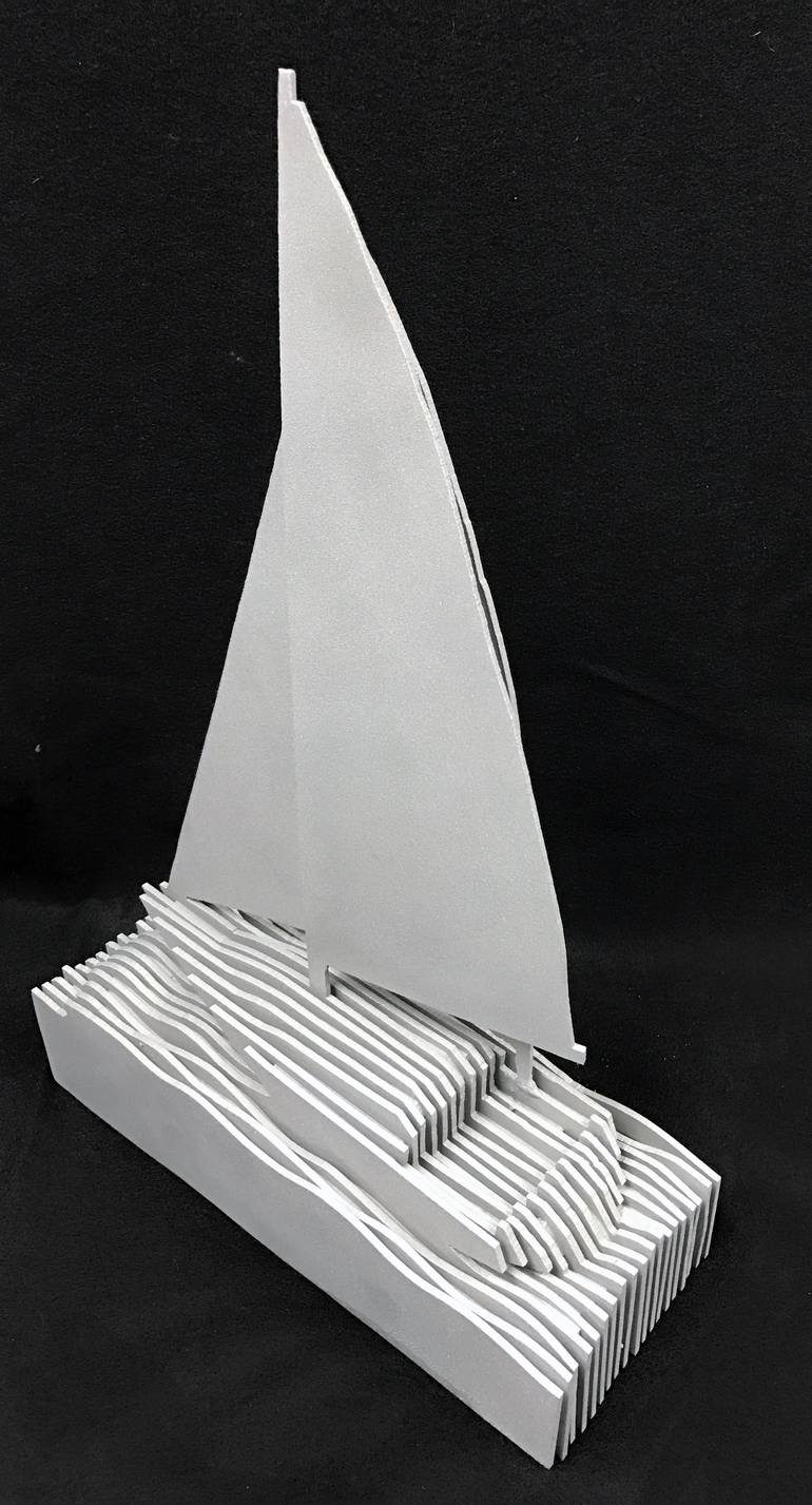 Original Abstract Sailboat Sculpture by Edward Berounsky