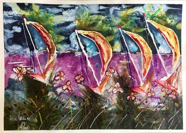 Print of Abstract Expressionism Boat Paintings by Nini Yūrei Ferrara