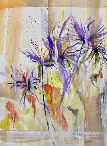 Original Abstract Expressionism Floral Paintings by Nini Yūrei Ferrara