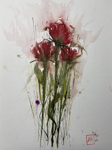 Original Abstract Floral Paintings by Nini Yūrei Ferrara