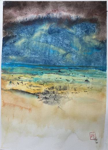 Original Abstract Expressionism Seascape Paintings by Nini Yūrei Ferrara