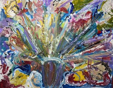 Original Abstract Expressionism Floral Paintings by Nini Yūrei Ferrara