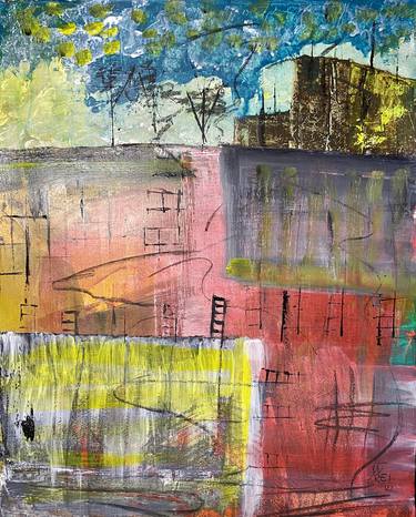 Original Abstract Expressionism Cities Paintings by Nini Yūrei Ferrara