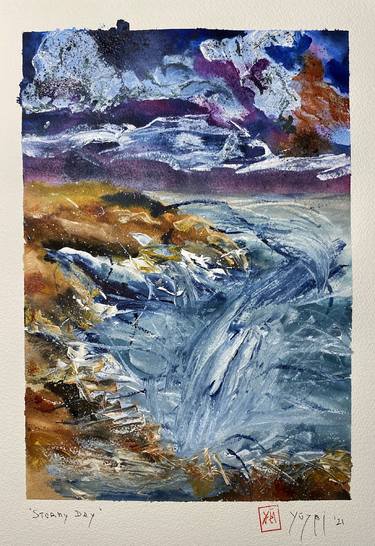 Original Abstract Expressionism Seascape Paintings by Nini Yūrei Ferrara