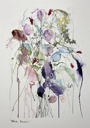 Print of Abstract Expressionism Floral Paintings by Nini Yūrei Ferrara