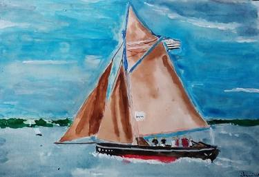 Print of Figurative Boat Paintings by Sylvain BOUVRON-RABOUILLE