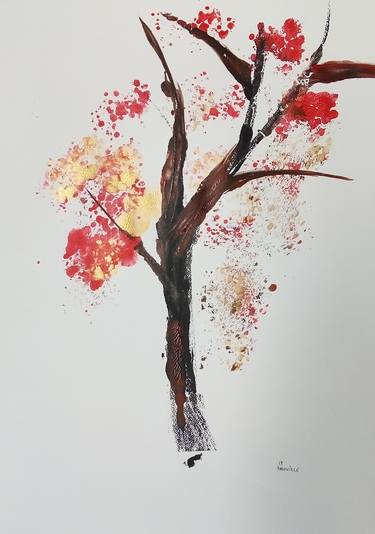 Print of Abstract Tree Printmaking by Sylvain BOUVRON-RABOUILLE