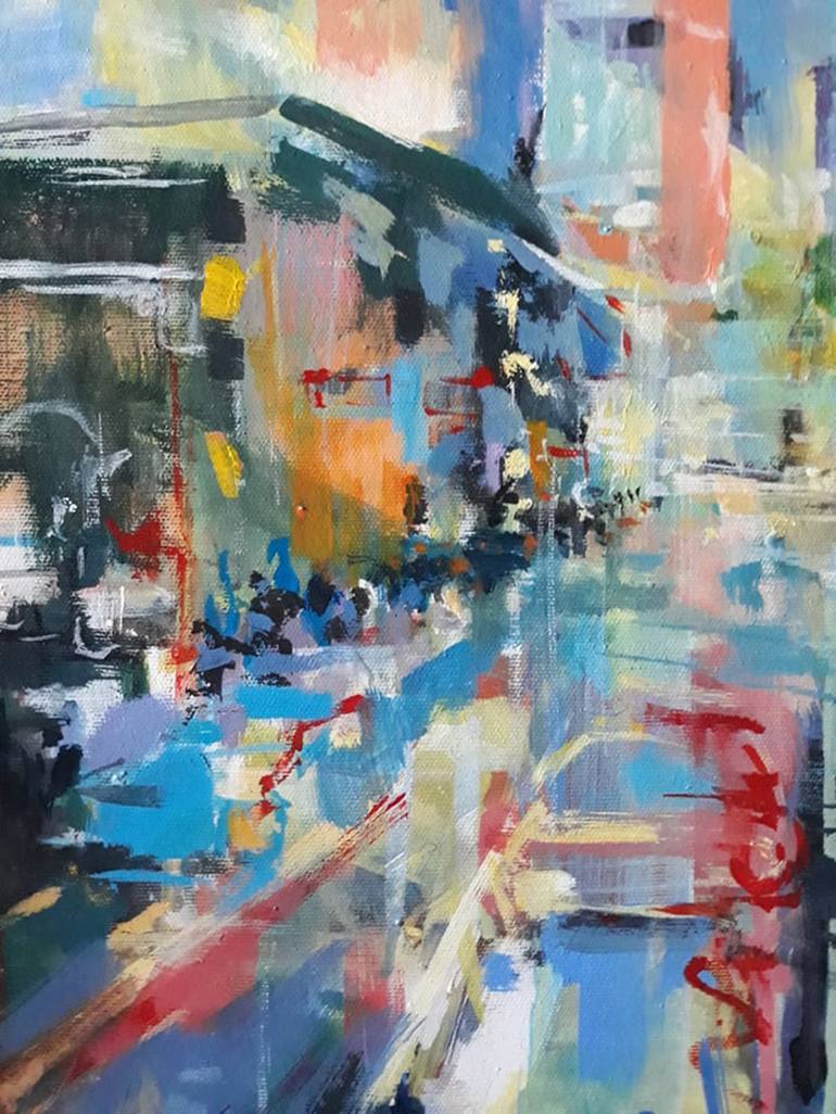 Original Abstract Expressionism Cities Painting by Marija Ruzicic