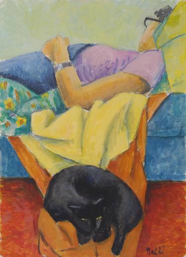 Reclining Woman with Cat thumb