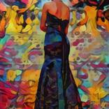 Woman in Black Colored Patterned Dress by Humphrey Isselt