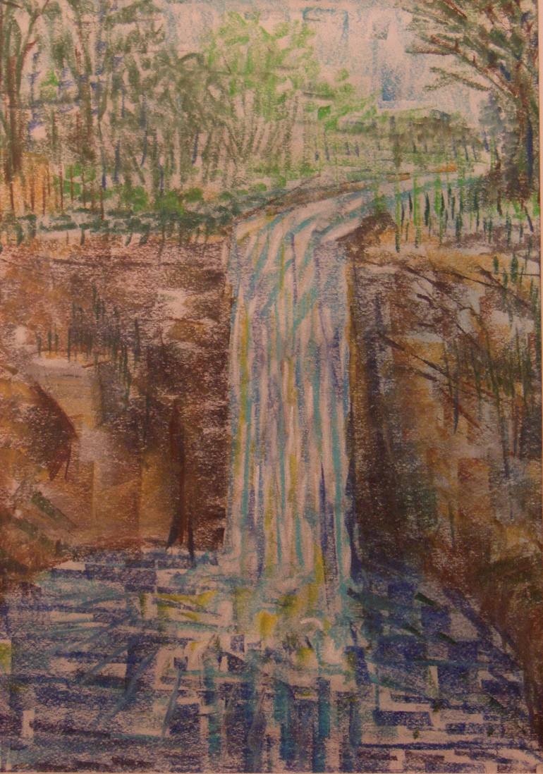 Waterfall Drawing By Nicholas Gebbett Saatchi Art