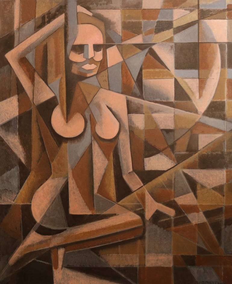 Female Nude In A Cubist Style Painting By Nicholas Gebbett Saatchi Art