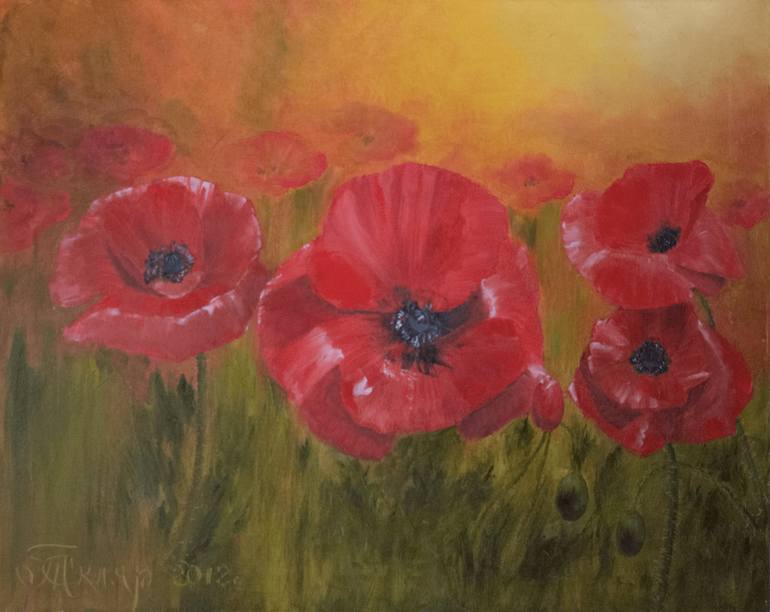 Poppies Painting by Tatyana Sklyar | Saatchi Art