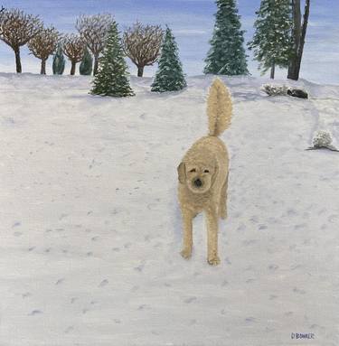 Original Impressionism Dogs Paintings by David Bowker