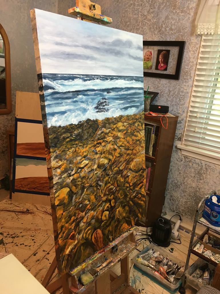 Original Impressionism Seascape Painting by David Bowker